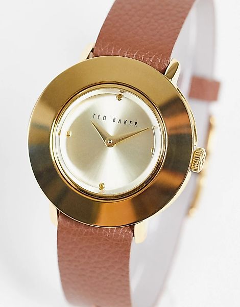 Ted Baker – Armbanduhr mit goldfarbenem Edelstahlgehäuse und wendbarem Lede günstig online kaufen