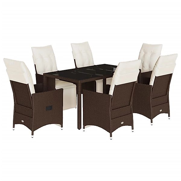 vidaXL 7-Tlg Garten-Bistro-Set mit Kissen Braun Poly Rattan 3276918 günstig online kaufen