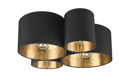 Reality Leuchten Deckenleuchte CARLTON, 4-flammig, Goldfarben, günstig online kaufen