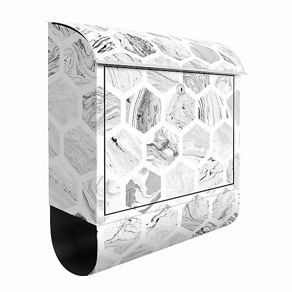 Briefkasten Marmor Hexagone in Graustufen günstig online kaufen