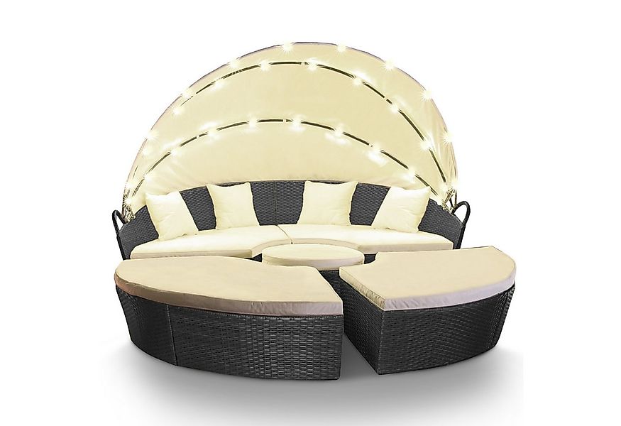 Swing&Harmonie Gartenlounge-Set LED - Sonneninsel Rattan Lounge Polyrattan, günstig online kaufen