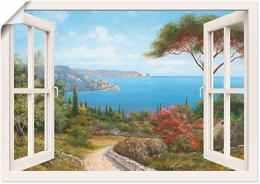 Artland Wandbild "Fensterblick - Haus am Meer I" Fensterblick 1 Stk. tlg. a günstig online kaufen