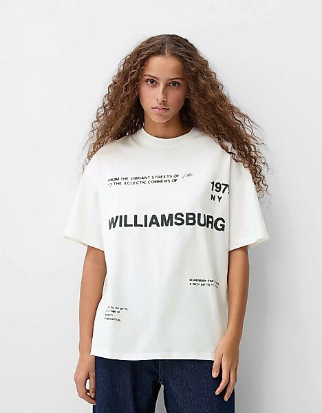 Bershka T-Shirt Mit Print Damen Xs Grbrochenes Weiss günstig online kaufen