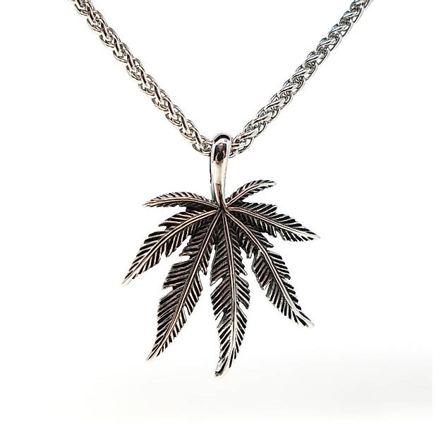 DALMARO Kette mit Anhänger Lederkette Edelstahlkette 316L CANNABIS, Herren günstig online kaufen