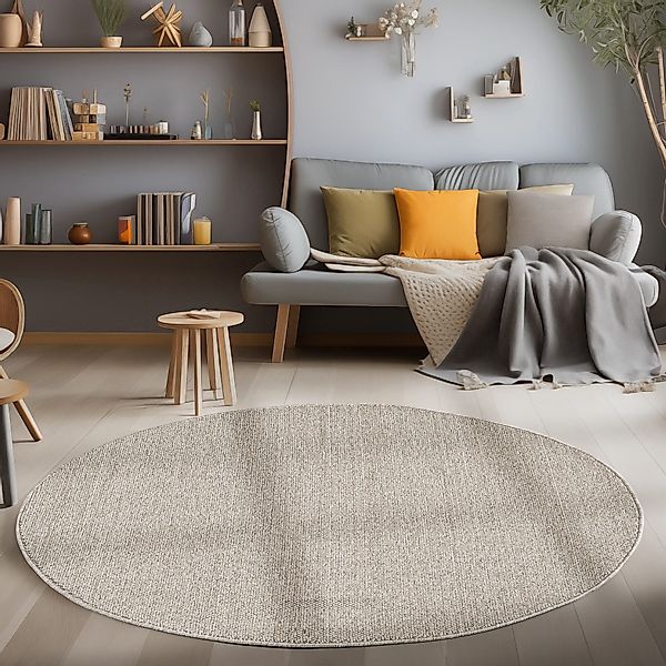 Carpettex Schlingenteppich Unicolor, Rund, Höhe: 7 günstig online kaufen