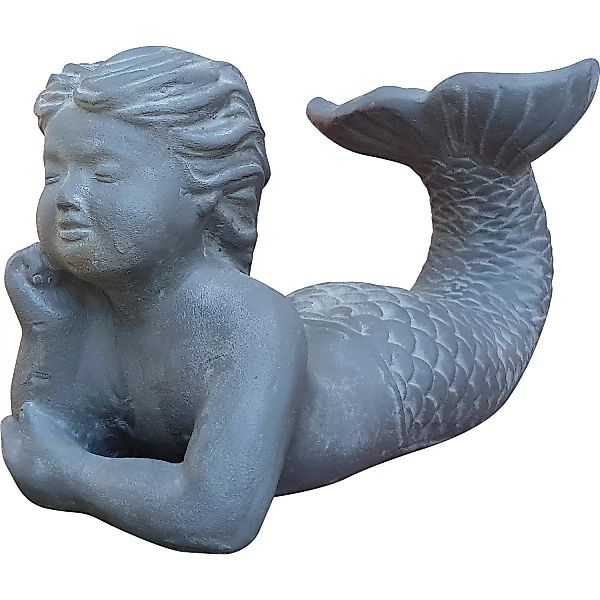 Deko-Figur Meerjungfrau aus Terrakotta 44,5 cm x 21 cm x 25 cm Grau günstig online kaufen
