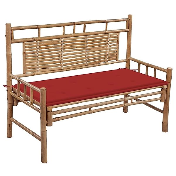 furnicato Gartenbank mit Auflage 120 cm Bambus günstig online kaufen