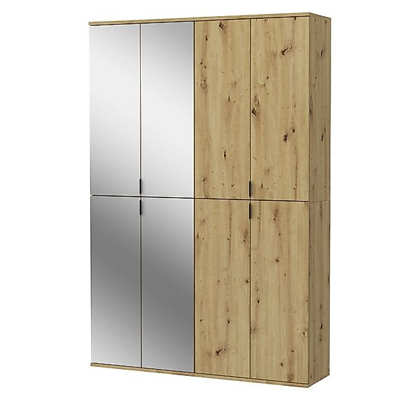 Inn.Furn Garderobenschrank Eiche 122 cm mit Spiegel Line-Up günstig online kaufen