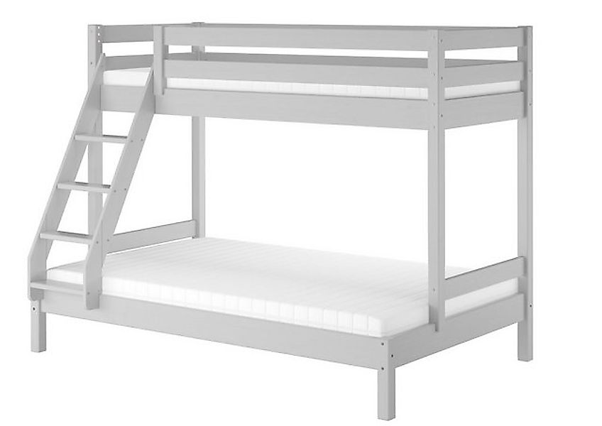 ERST-HOLZ Etagenbett Hellgraues Stockbett 90 x 200 / 140 x 200 für Erwachse günstig online kaufen
