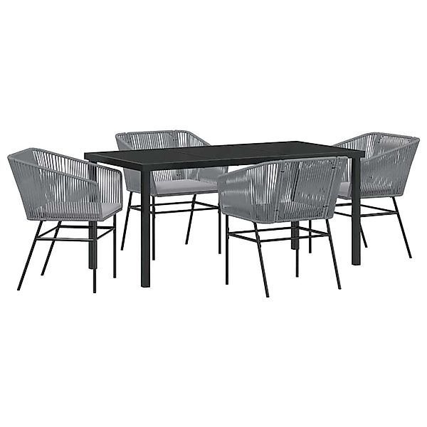 vidaXL 5-Teiliges Garten-Essset mit Kissen in Grau aus Poly Rattan 3380935 günstig online kaufen