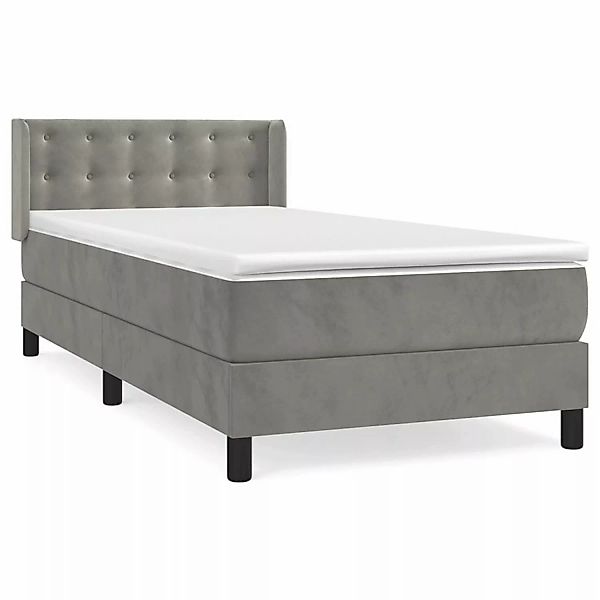 vidaXL Boxspringbett mit Matratze Hellgrau 90x200 cm Samt1388314 günstig online kaufen