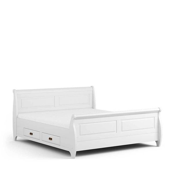 Doppelbett Bettgestell aus Kiefer Massivholz im Landhausstil günstig online kaufen