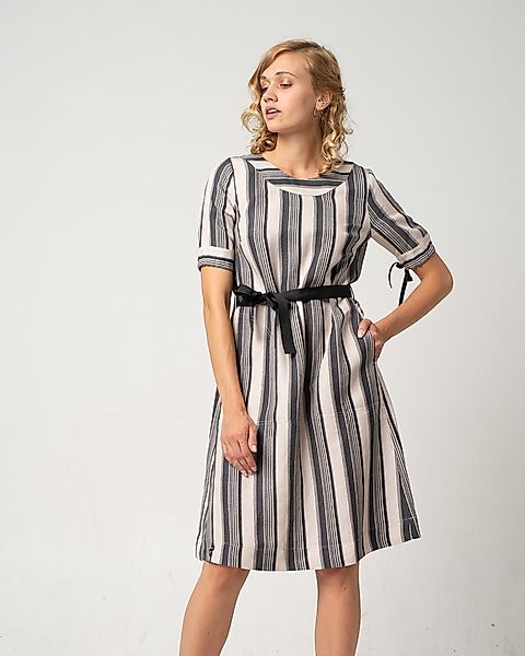 Streifen-kleid Aus Leinen Und Tencel 'Shadow Dress' günstig online kaufen