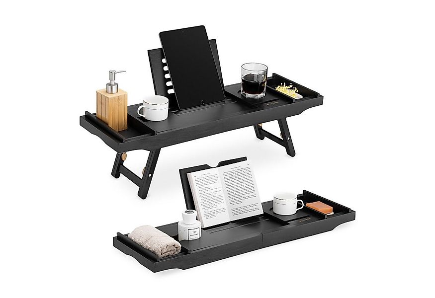 Navaris Badewannenablage Badewannenablage ausziehbar mit Buch- und Weinglas günstig online kaufen