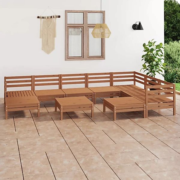 10-tlg. Garten-lounge-set Massivholz Kiefer Honigbraun günstig online kaufen