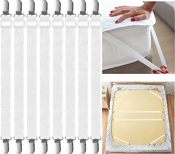FELIXLEO Spannbettlaken Bettlakenspanner 8 Stück Elastisch mit Metallclips günstig online kaufen