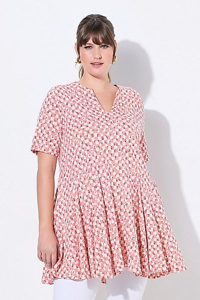 Ulla Popken T-Shirt T-Shirt Tunika-Ausschnitt Halbarm Biobaumwolle günstig online kaufen