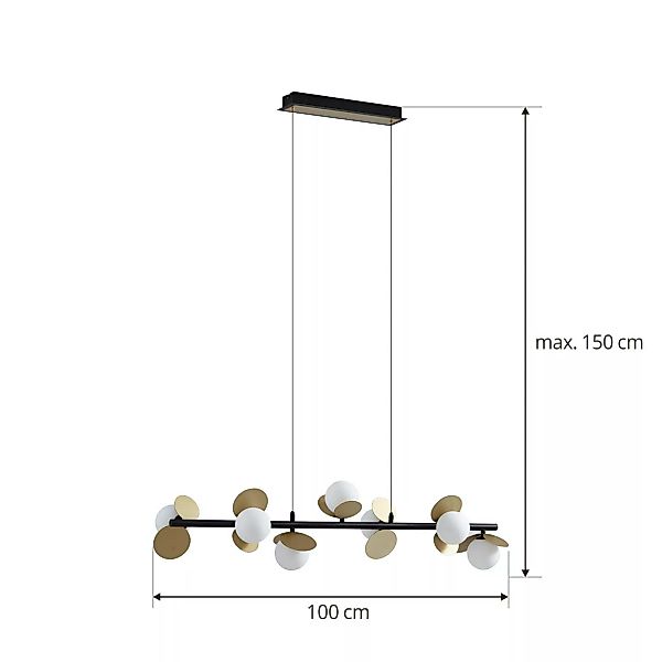 Lucande Pallo LED-Hängelampe, linear, 7-flg., schwarz/gold günstig online kaufen