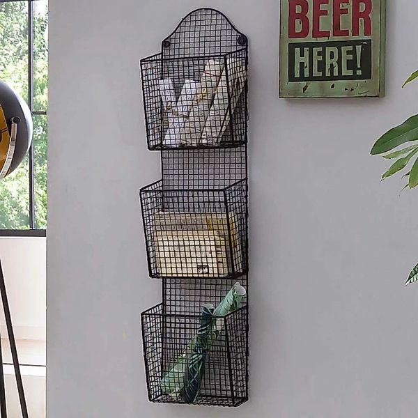 Wandhängeregal mit Drahtkörben 120 cm hoch günstig online kaufen