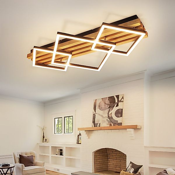 Nettlife LED Deckenleuchte Dimmbar Holz 3 günstig online kaufen