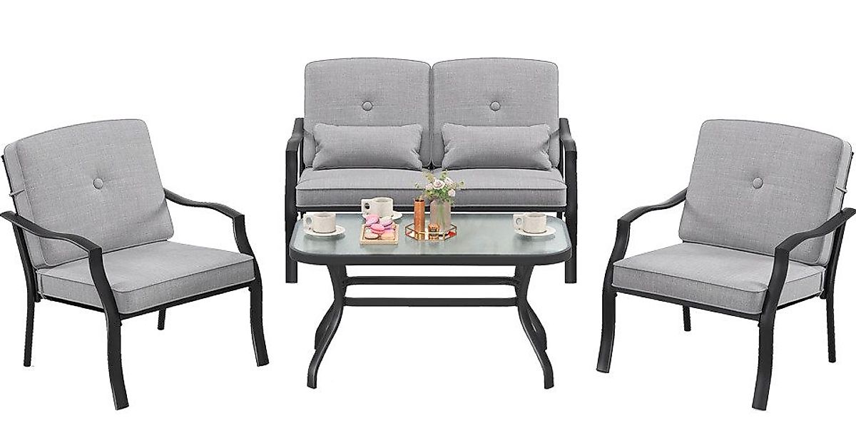 COSTWAY Gartenlounge-Set Balkonset, (4-tlg), mit Sitz- günstig online kaufen