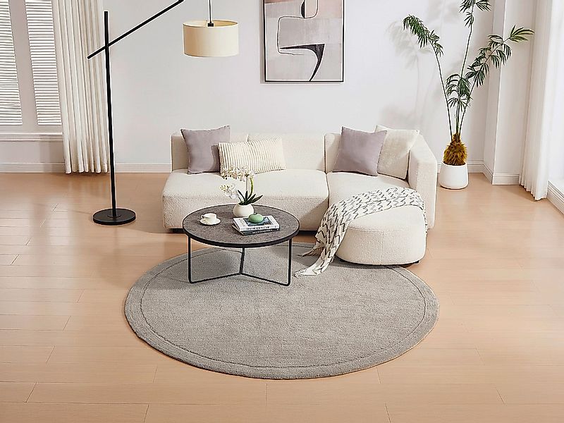 Runder Teppich mit mittellangem Flor - 200 x 200 cm - Taupe - VELINA günstig online kaufen
