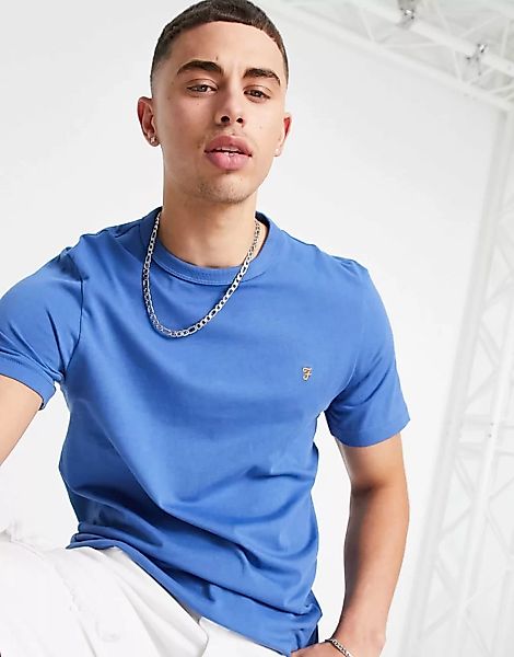 Farah – Danny – T-Shirt aus Bio-Baumwolle in Blau günstig online kaufen