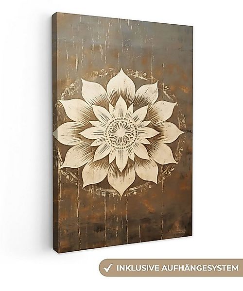OneMillionCanvasses® Leinwandbild Mandala - Blumen - Vintage - Weiß, Fotodr günstig online kaufen