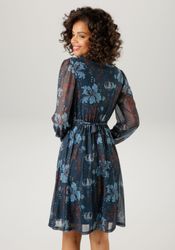 Aniston CASUAL Blusenkleid mit dekorativer Brosche am fixiertem Bindegürtel günstig online kaufen