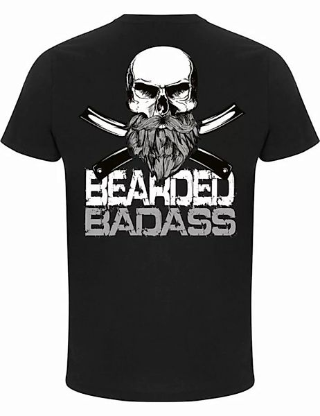 Baddery Print-Shirt "Bearded Badass", Statement Barber Shop Barbier Bartträ günstig online kaufen