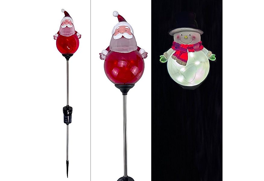 Online-Fuchs Gartenstecker Weihnachtsmann und Schneemann mit LED-Lichterket günstig online kaufen