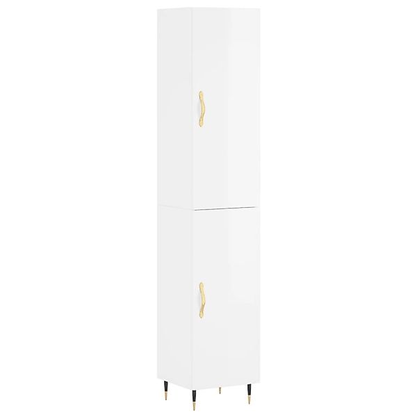 vidaXL Highboard Hochglanz-Weiß 34,5x34x180 cm Holzwerkstoff 3198771 günstig online kaufen
