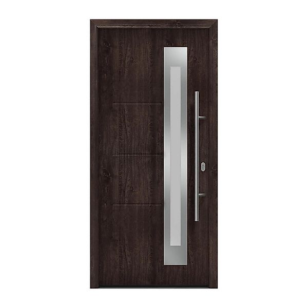 EcoStar Haustür Isopro IP 780S Eiche Dunkel 110 cm x 210 cm DIN R günstig online kaufen