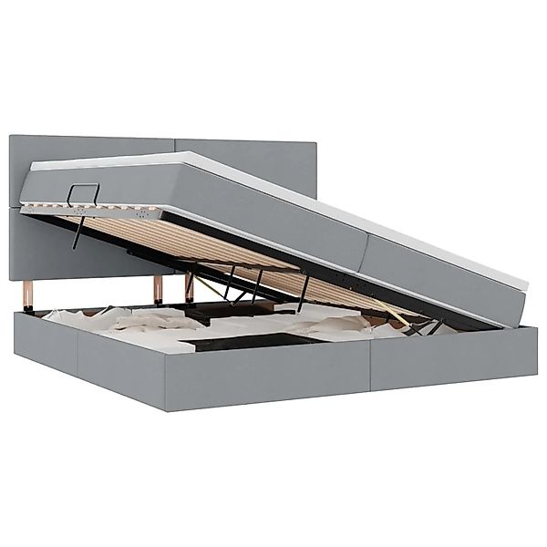 vidaXL Stauraumbett mit Matratze Hellgrau 200 x 200 cm Kunstleder 3371739 günstig online kaufen