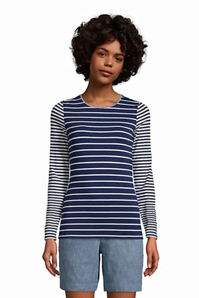 Shirt aus Baumwoll/Modalmix Gestreift, Damen, Größe: M Normal, Blau, by Lan günstig online kaufen