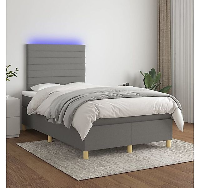 vidaXL Boxspringbett (120 x 200 cm, Streifen Horizontal, Dunkelgrau), mit L günstig online kaufen
