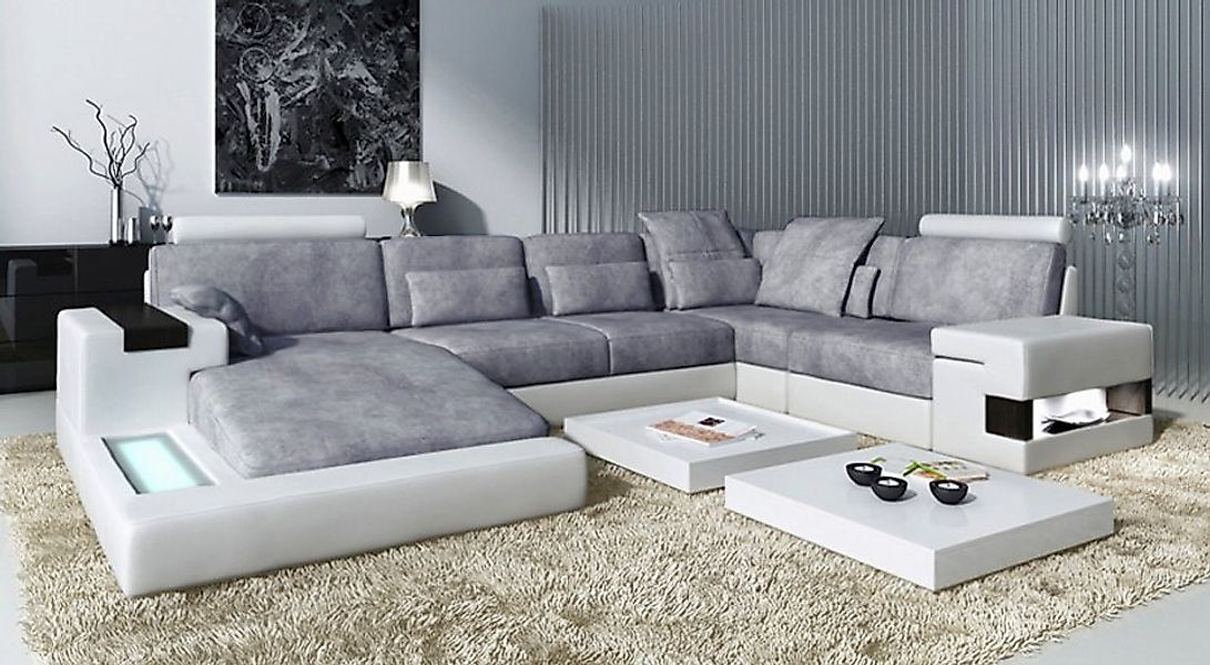 BULLHOFF Wohnlandschaft XXL Wohnlandschaft Designsofa Ecksofa Leder/Stoff S günstig online kaufen