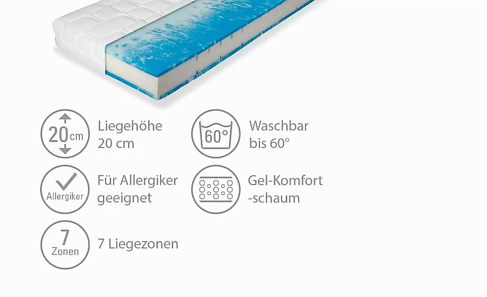 Gel-/Komfortschaum-Matratze  Duo Gel Comfort ¦ weiß ¦ Maße (cm): B: 140 H: günstig online kaufen