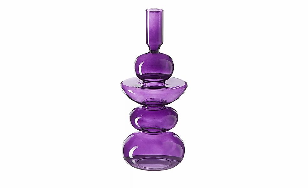 HOME STORY Kerzenständer   ¦ lila/violett ¦ Glas ¦ Maße (cm): H: 21,5  Ø: 9 günstig online kaufen