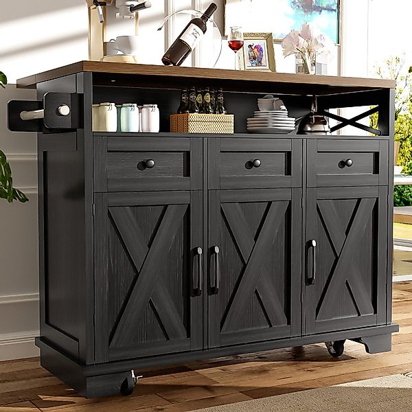 KLAM HOME Küchenwagen Kücheninsel mit Rollen günstig online kaufen