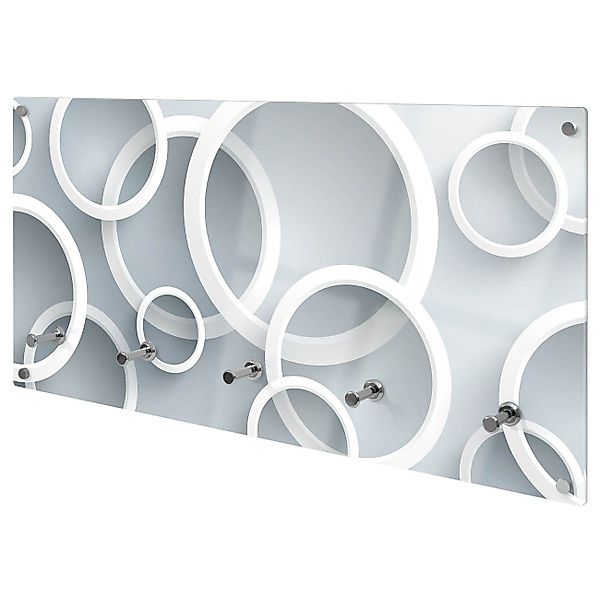 banjado Garderobenleiste Glas Weiße Ringe (Wandgarderobe, günstig online kaufen