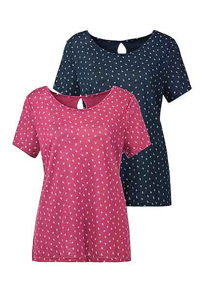 LASCANA T-Shirt (2er-Pack) mit süßem Blätter-Druck günstig online kaufen