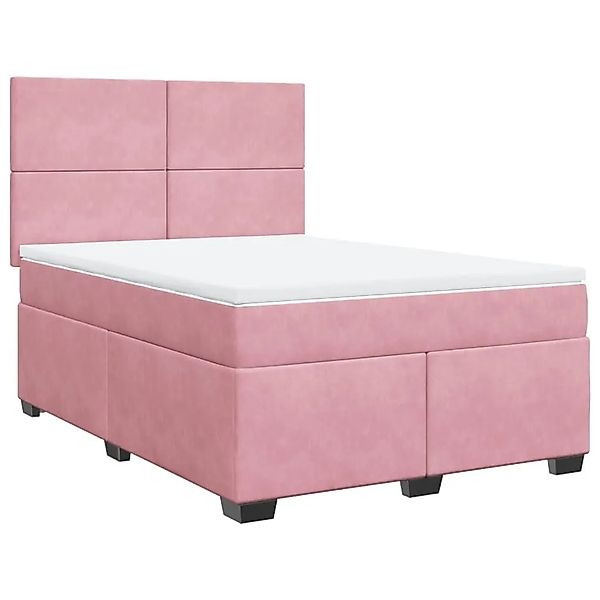 vidaXL Boxspringbett mit Matratze Rosa 140x190 cm Samt 3290905 günstig online kaufen