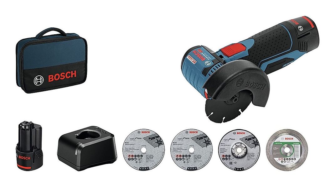 Bosch Professional Akku-Winkelschleifer GWS 12V-76, max. 19500 U/min, Mit 2 günstig online kaufen