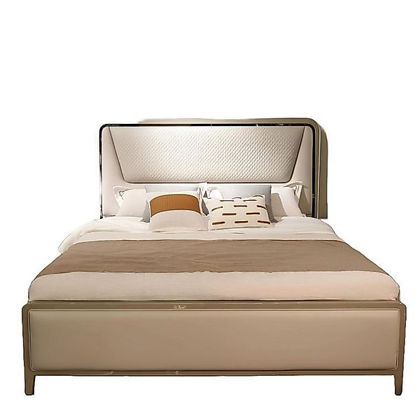 Xlmoebel Bett Doppelbett aus Naturholz in Beige von Designer für das Schlaf günstig online kaufen