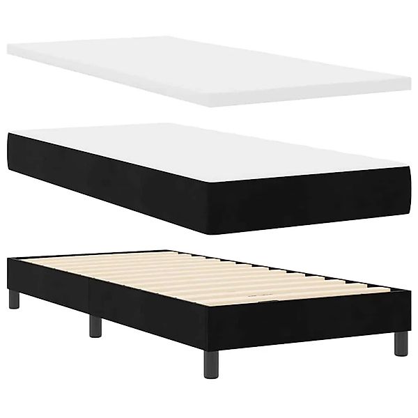 vidaXL Boxspringbett mit Matratze Schwarz 90 x 190 cm Samt 3340312 günstig online kaufen