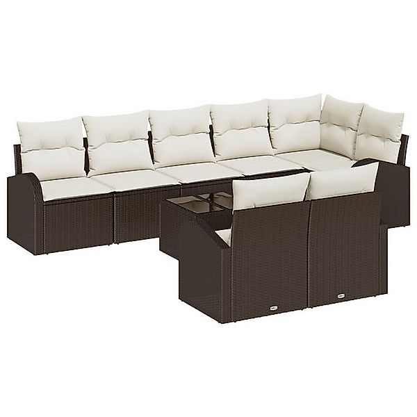 vidaXL Loungesofa 8-teiliges Garten-Sofa-Set mit Kissen Grau Poly-Rattan, 9 günstig online kaufen