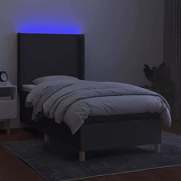 vidaXL Boxspringbett mit Matratze & LED Dunkelgrau 90x200 cm Stoff 3138686 günstig online kaufen