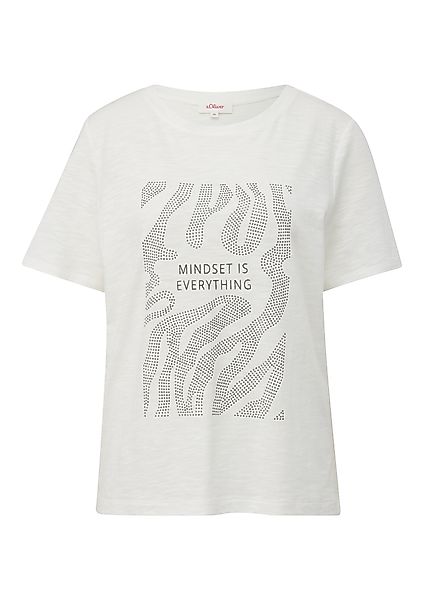 s.Oliver Kurzarmshirt Flammgarnshirt mit Schmucksteinen Schmucksteine günstig online kaufen