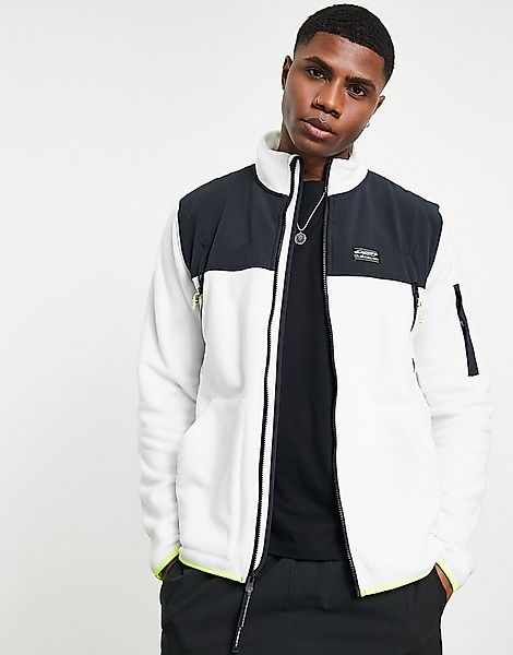 Quiksilver – New Latitude – Jacke aus Polartec-Fleece in Weiß mit Reißversc günstig online kaufen